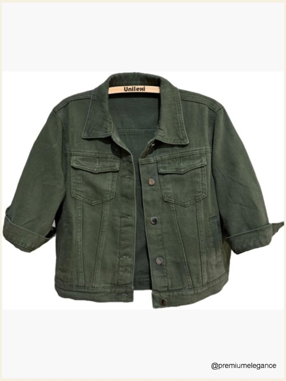 3/4 Sleeve Cropped Denim Jacket Light Wash Short Trucker Coat